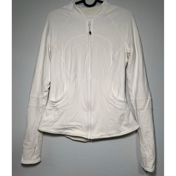 Lululemon Jacket Womens Size 4 Off White Reversible Perforated Zip Up Athletic Y - Picture 2 of 6
